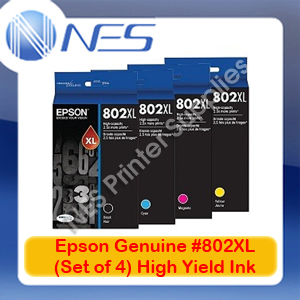 Epson Genuine #802XL BK/C/M/Y (Set of 4) High Yield Ink Cartridge for WF-4720/WF-4740/WF-4745